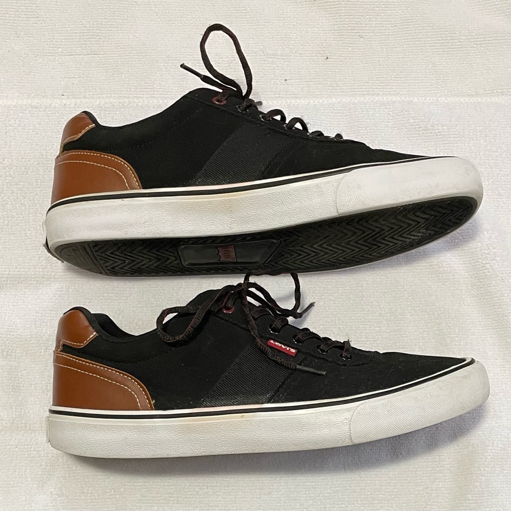 Levi's Men's Black Brown Sneakers Size 9.5 Casual Lace Up Shoes‎